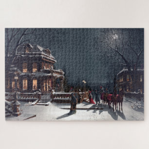 Puzzle Fiesta de Nochebuena Victoriana Carruaje de Invier