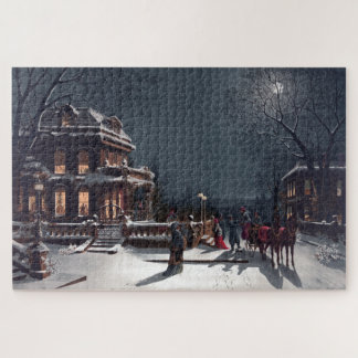 Puzzle Fiesta de Nochebuena Victoriana Carruaje de Invier