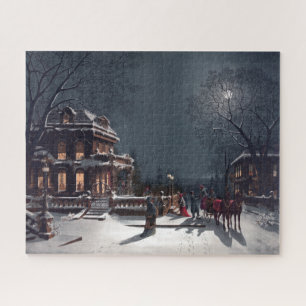 Puzzle Fiesta de Nochebuena Victoriana Carruaje de Invier
