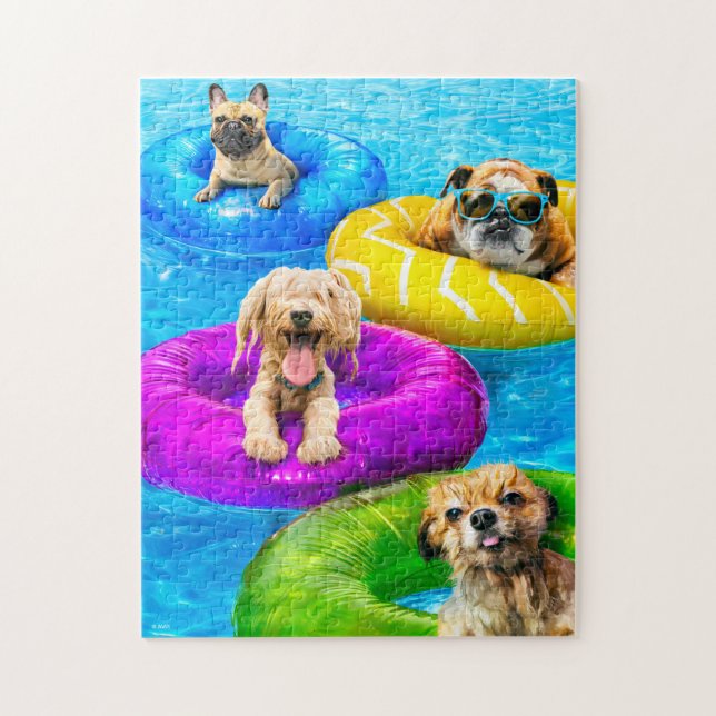 Puzzle Fiesta de Perros en la Piscina (Vertical)