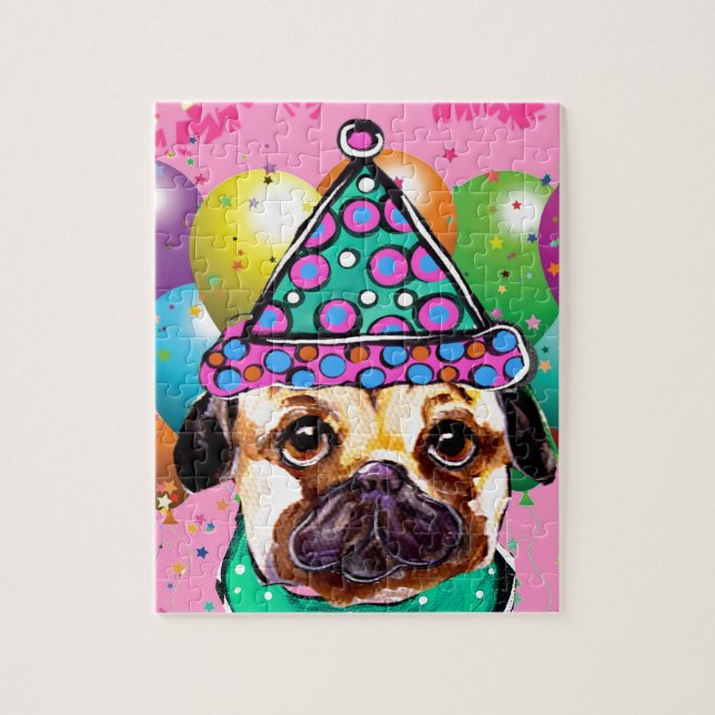 Puzzle Fiesta de perros Pug (Vertical)