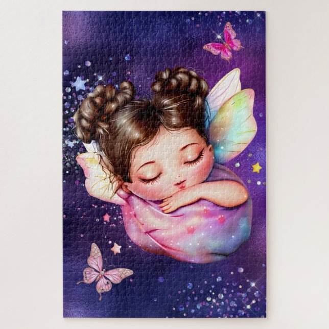 Puzzle Fiesta de pijamas de hadas mariposa tema de cumple (Vertical)