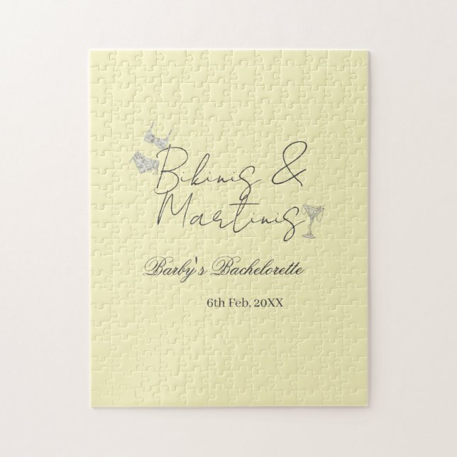 Puzzle Fiesta de soltera Bikins & Martinis amarillo retro (Vertical)