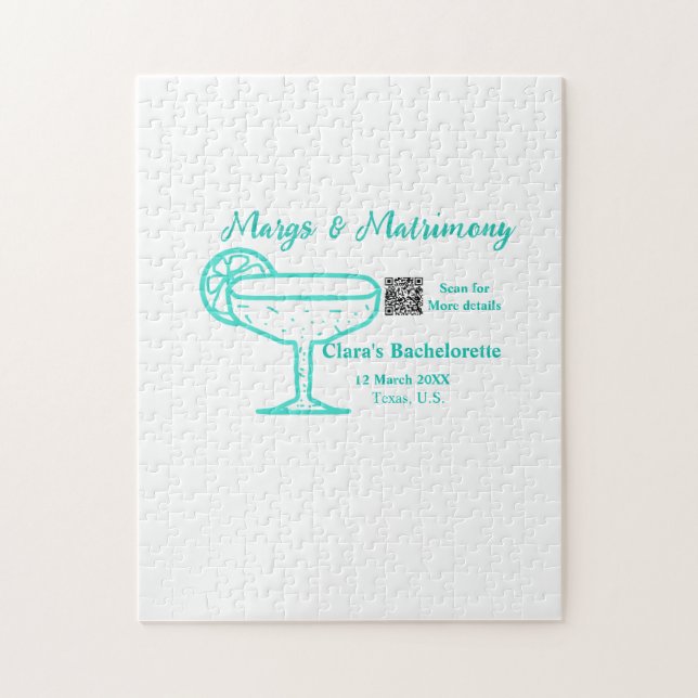Puzzle fiesta de soltera Turquoise Margs & Matrimony (Vertical)