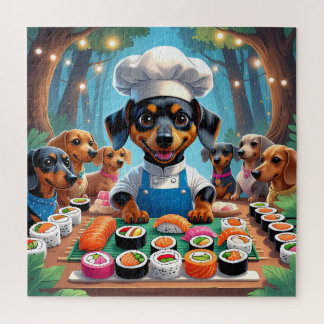 Puzzle "Fiesta de sushi con Dachshunds - Puzzl de perro d