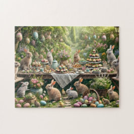 Puzzle Fiesta de té de conejitos escena caprichosa del ja