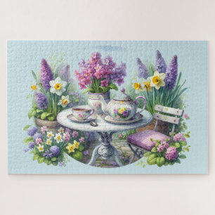 Puzzle Fiesta de té floral vintage en el jardín