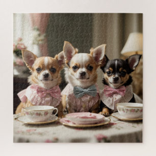 Puzzle Fiesta del té de Cute Girly Chihuahua