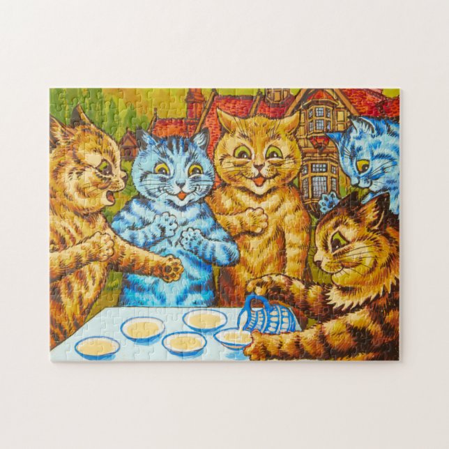 Puzzle Fiesta del té gatos por Louis Wain (Horizontal)