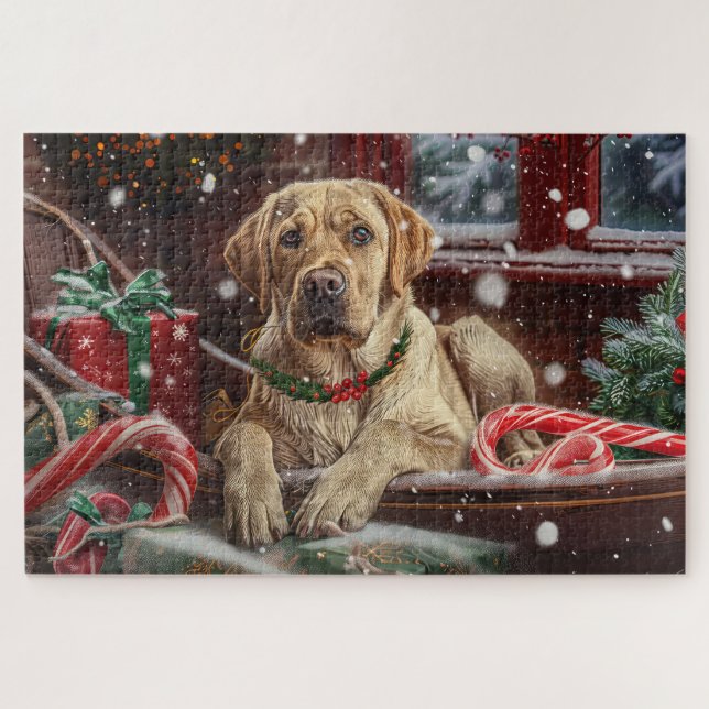 Puzzle Fiesta Navideña del Perro Labrador (Horizontal)