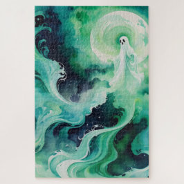 Puzzle Figura fantasma verde con luna