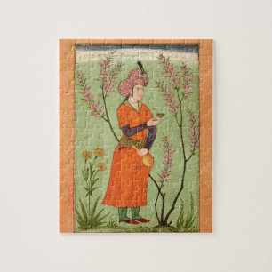 Puzzle Figura principesca iraní que sostiene una taza y
