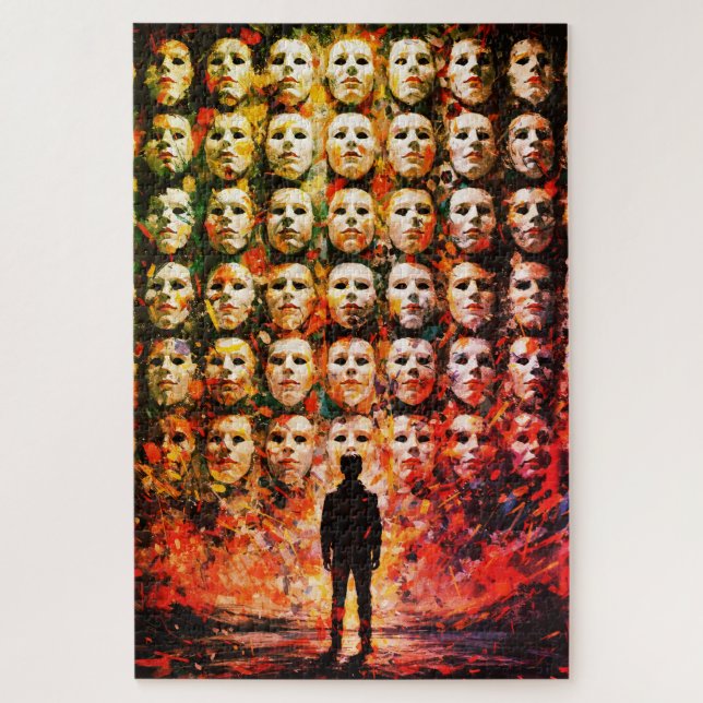 Puzzle Figura sin Rostro Multitud Enmascarada Impasto Sur (Vertical)