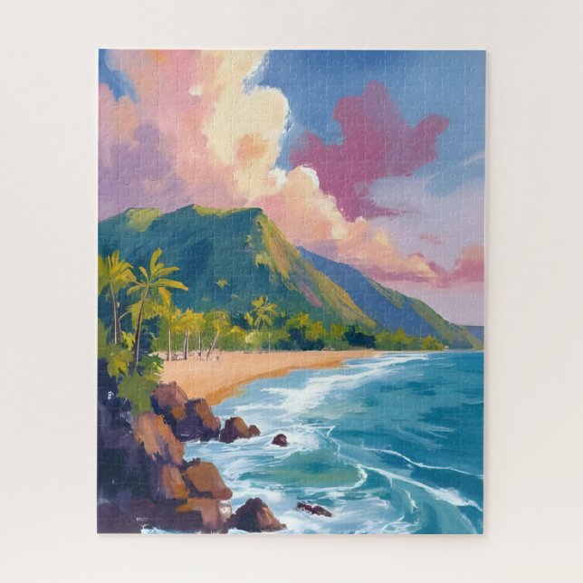 Puzzle Fiji Mountains Coastline Travel Painting (Vertical)