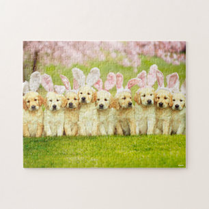 Puzzle Fila de conejitos cachorros