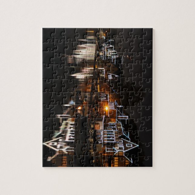 Puzzle Fila del Boathouse de Philadelphia en la puesta (Vertical)