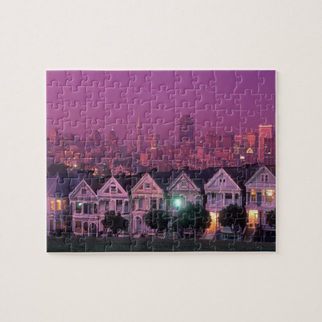 Puzzle Filas al atardecer en San Francisco, (Horizontal)