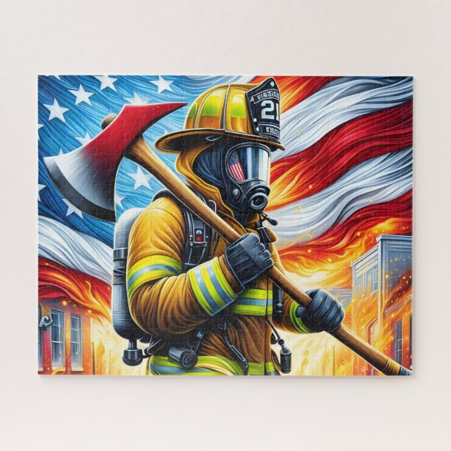 Puzzle Firefighter American Flag (Horizontal)
