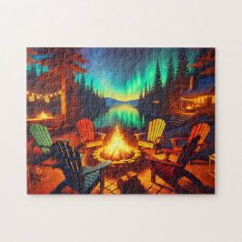 Puzzle Fireside Tales Adirondack Chairs Bonfire By Lake