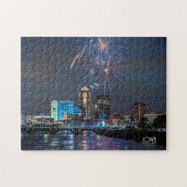 Puzzle Fireworks over  Des Moines, Iowa. (Horizontal)