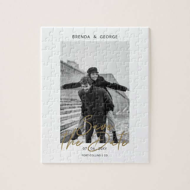 Puzzle Firma simple foto Minimalista Guardar la fecha (Vertical)