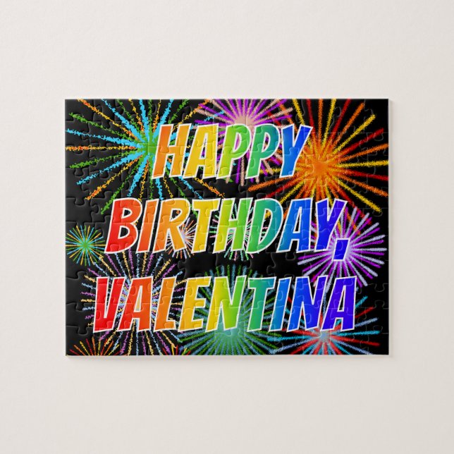 Puzzle First Name "VALENTINA", Fun "HAPPY BIRTHDAY" (Horizontal)