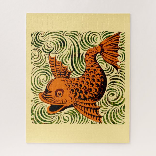 Puzzle Fish Antiguo Tile Antiguo arte (Vertical)