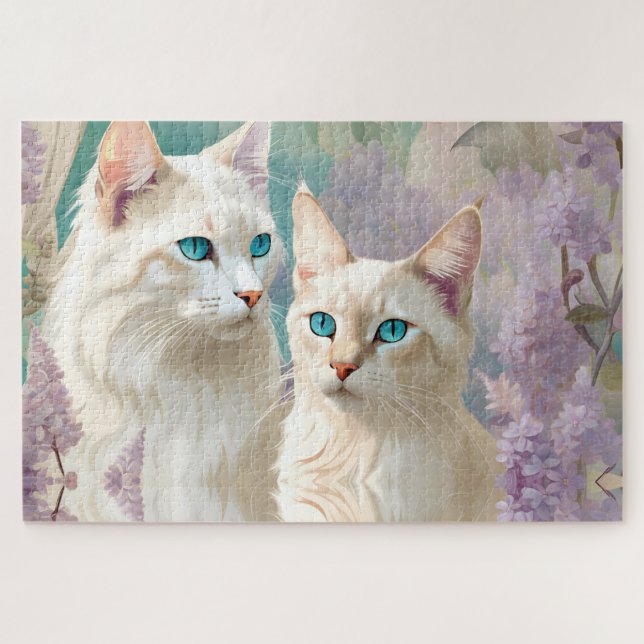 Puzzle Flame y Lilac Lynx Point arte de retrato siamés (Horizontal)