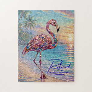 Puzzle Flamenco jubilado de tono joya en la playa tropica