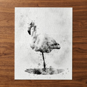 Puzzle Flamenco Monocromo Elegante en Acuarela