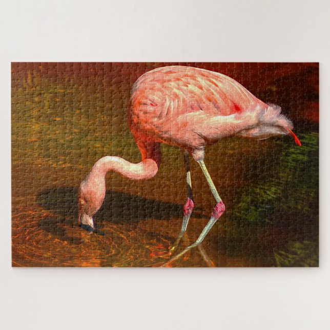 Puzzle Flamenco Rosa Florida. (Horizontal)