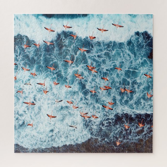 Puzzle Flamencos caribeños: La escena del vuelo de la nat (Vertical)