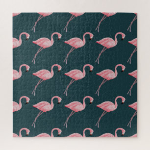 Puzzle Flamencos en azul, vintage sin costuras.