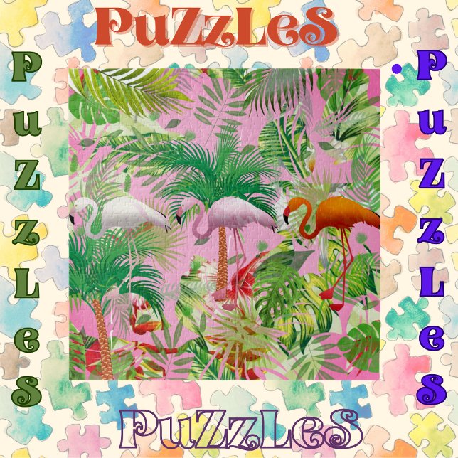 Puzzle Flamencos en la escena tropical (Subido por el creador)