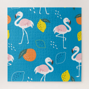 Puzzle Flamencos, frutas tropicales abstractas, patatas d