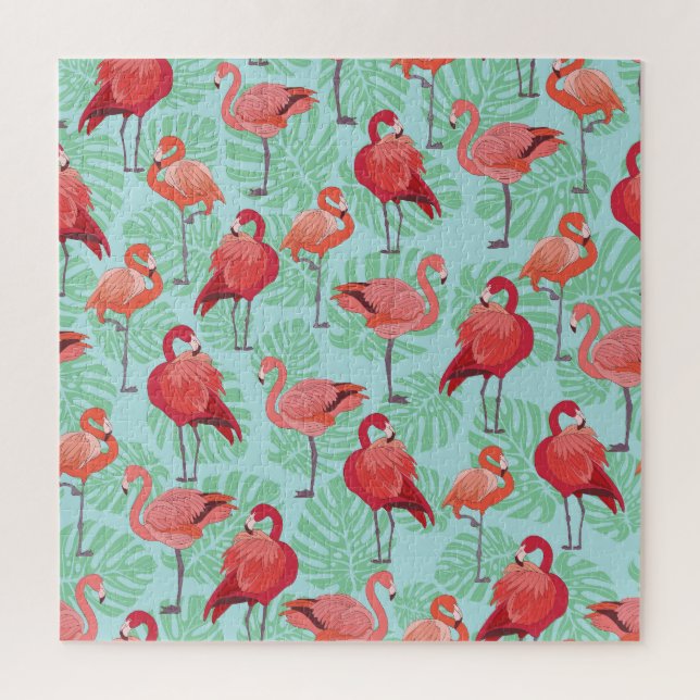 Puzzle Flamencos rosados: Patrón exótico sin foco. (Vertical)