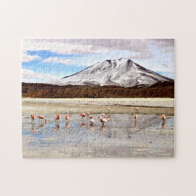 Puzzle Flamencos rosas en los Andes (Horizontal)