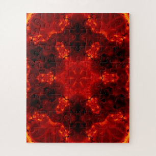 Puzzle Flaming Snowflake Orange Gradient Kaleidoscope