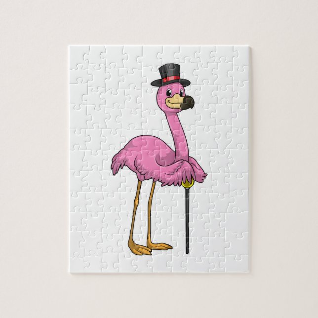 Puzzle Flamingo como pensionista con palo (Vertical)