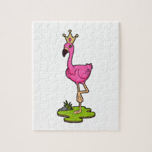 Puzzle Flamingo como princesa con corona