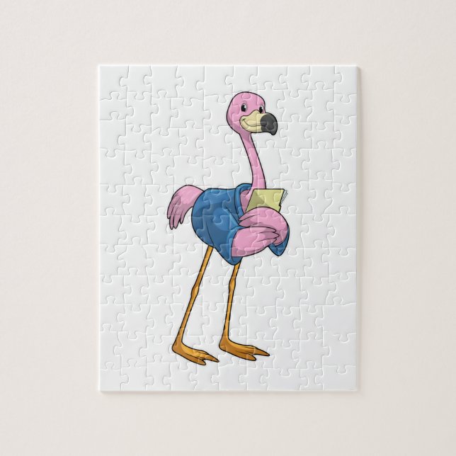 Puzzle Flamingo como secretario con Notepad (Vertical)