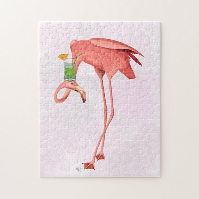 Puzzle Flamingo con cóctel (Vertical)