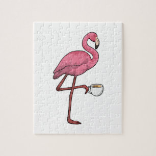 Puzzle Flamingo con Copa de Café