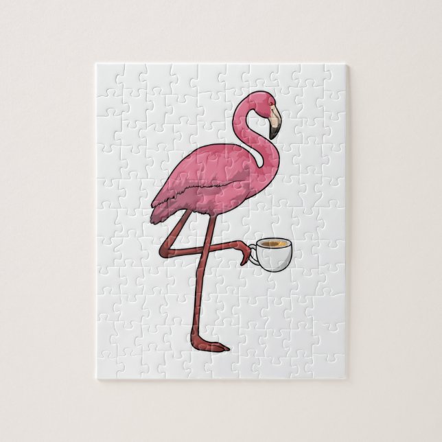 Puzzle Flamingo con Copa de Café (Vertical)
