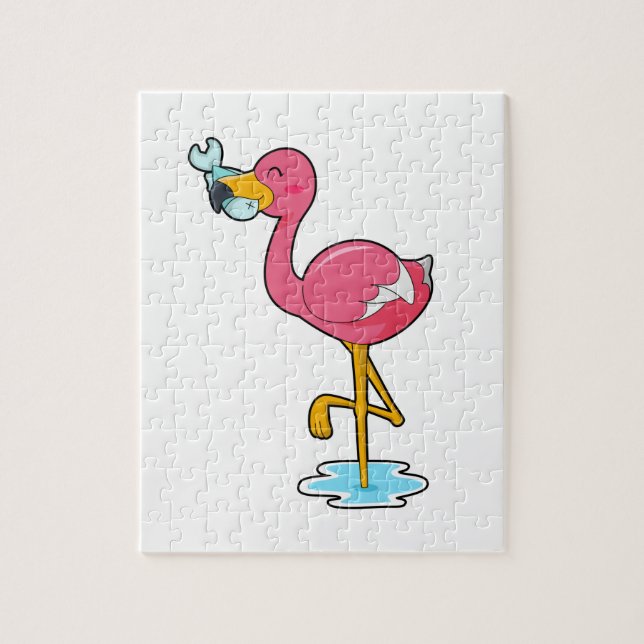 Puzzle Flamingo con pescado (Vertical)