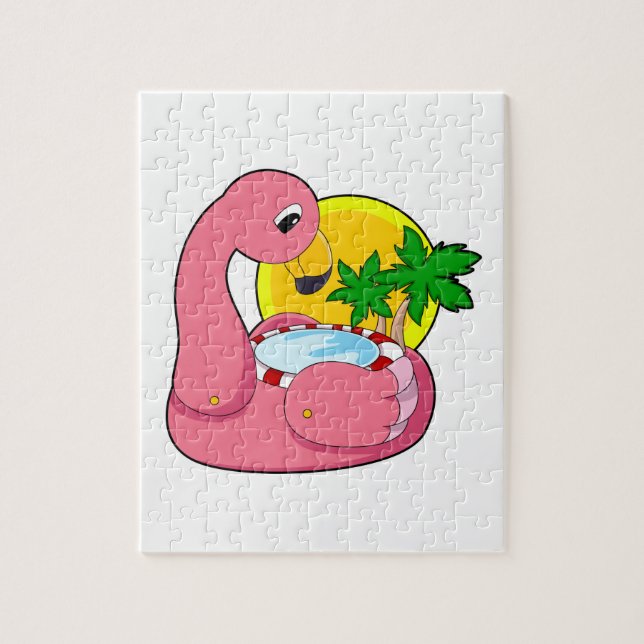 Puzzle Flamingo con piscina (Vertical)