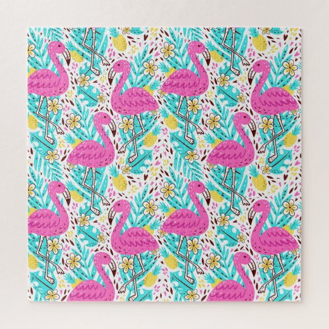 Puzzle Flamingo de verano tropical: elementos de patrón b (Vertical)