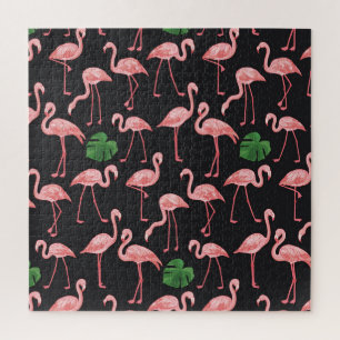 Puzzle Flamingo Elegance: Vieja Monstera Fusión.