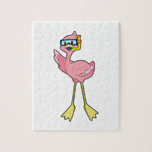 Puzzle Flamingo en buceo con tubo