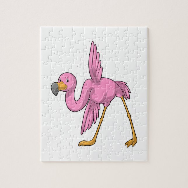 Puzzle Flamingo en ejercicio de Stretching de Yoga (Vertical)